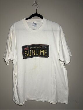 Sublime vintage 1997 white license plate Hanes Beefy t-shirt